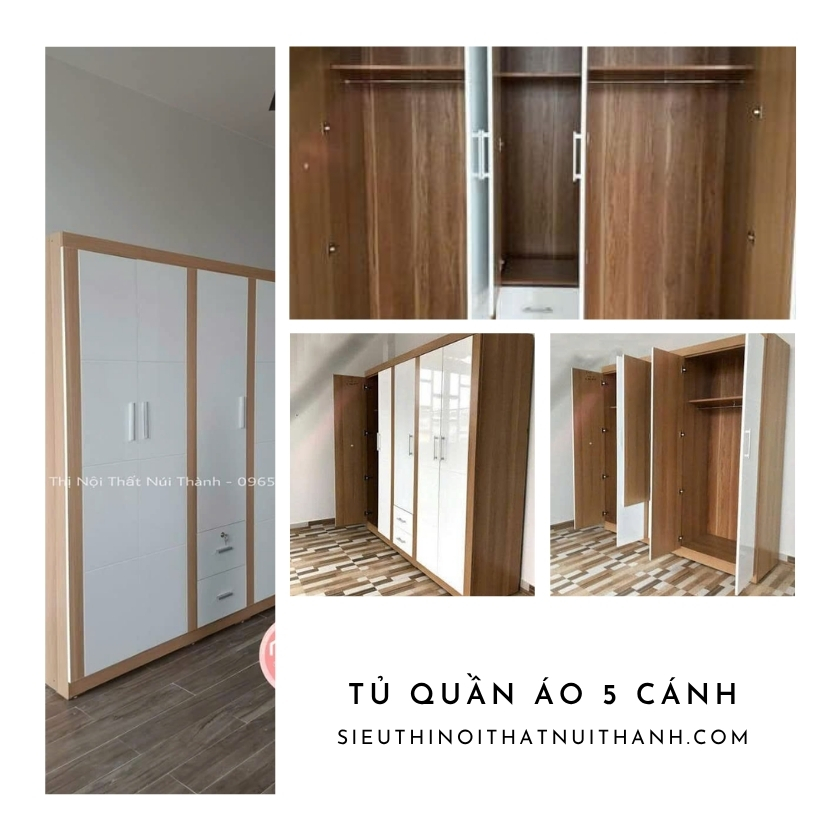 Tủ quần áo 5 cánh gỗ công nghiệp